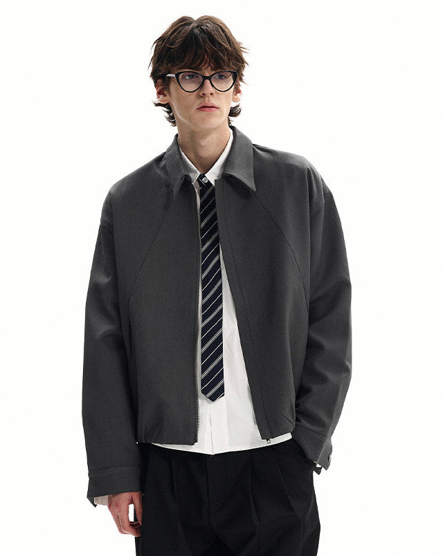 Zip Front Jacke Herren – Wollmix Übergangsjacke minimalistisch