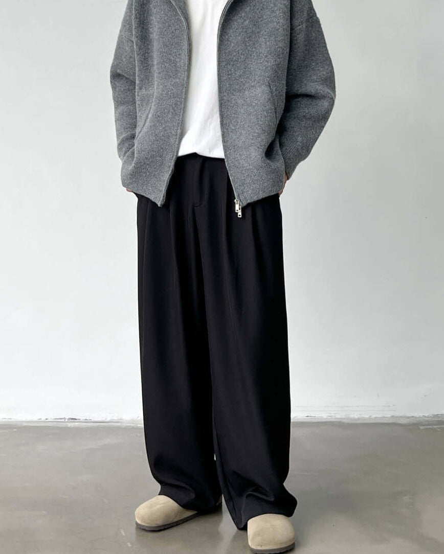Doppelte Bundfaltenhose Herren – Wide-Leg Tailored Trousers