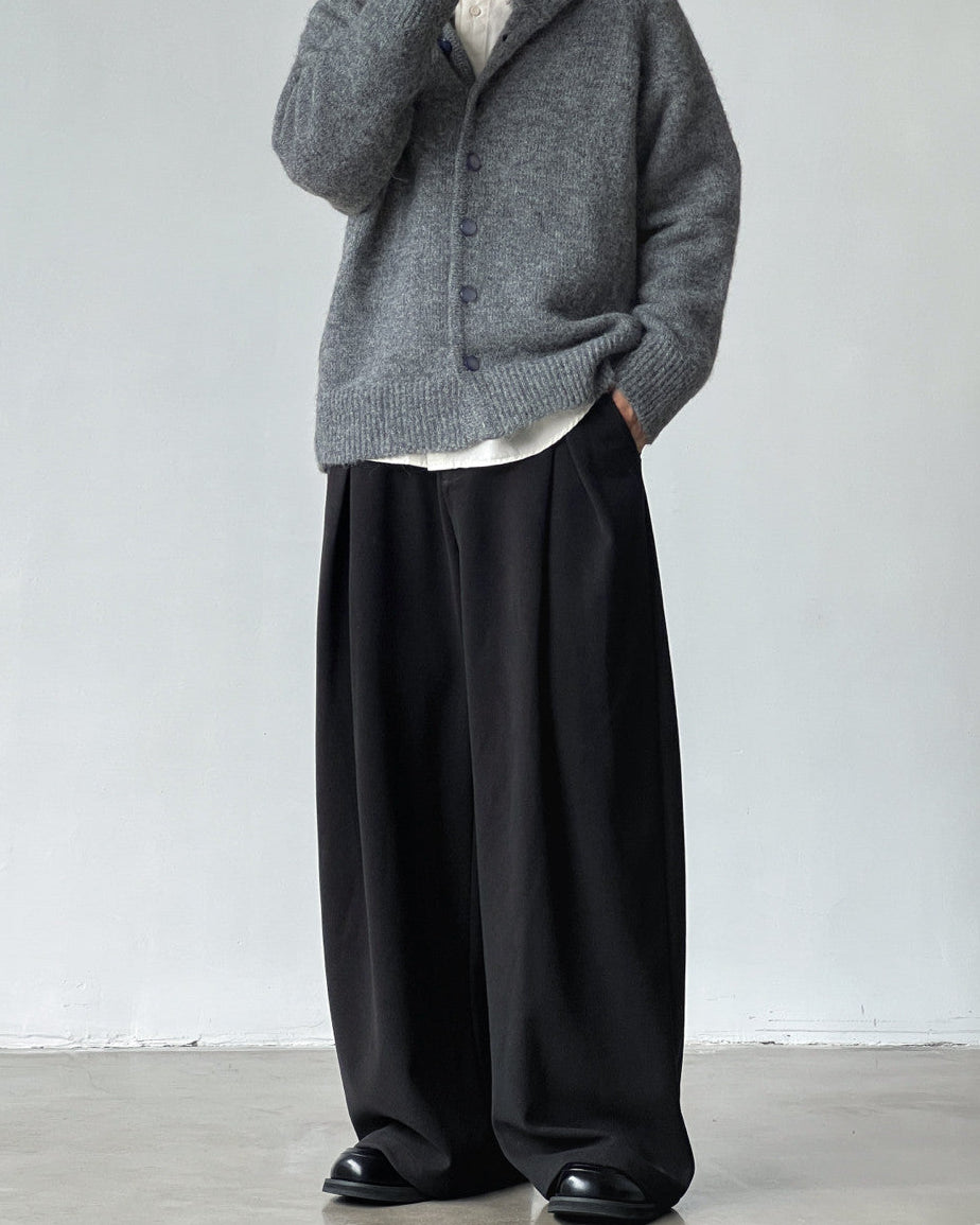 Bundfaltenhose Herren Wide-Leg – Wool Blend Pleated Trousers