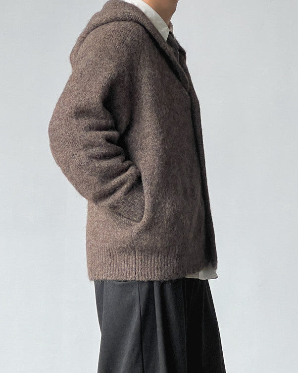Wollmix Strickjacke Herren mit Stehkragen – Cardigan mit Knopfleiste