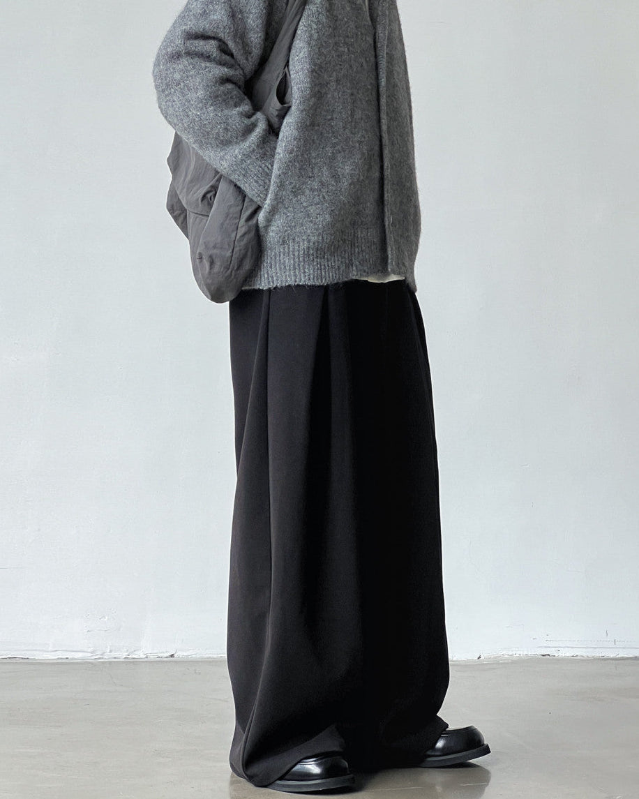Bundfaltenhose Herren Wide-Leg – Wool Blend Pleated Trousers