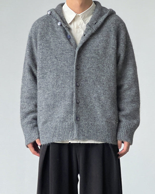 Wollmix Strickjacke Herren mit Stehkragen – Cardigan mit Knopfleiste