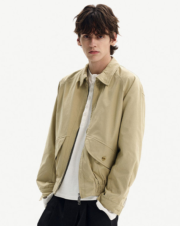 Zip Front Übergangsjacke Herren – Minimalistische Jacke mit Snap-Taschen