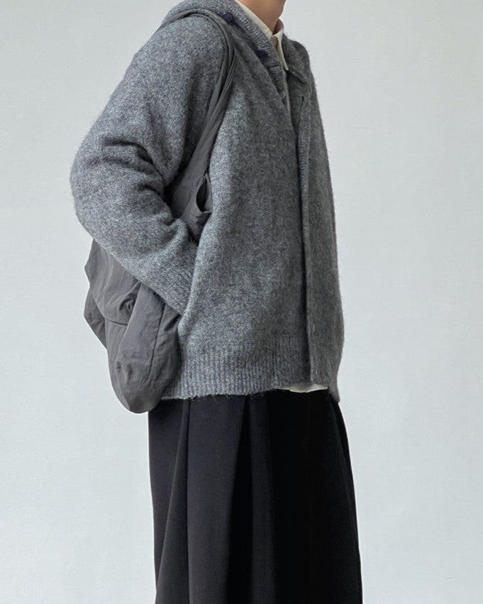 Wollmix Kapuzen Strickjacke Herren – Hooded Cardigan mit Knopfleiste