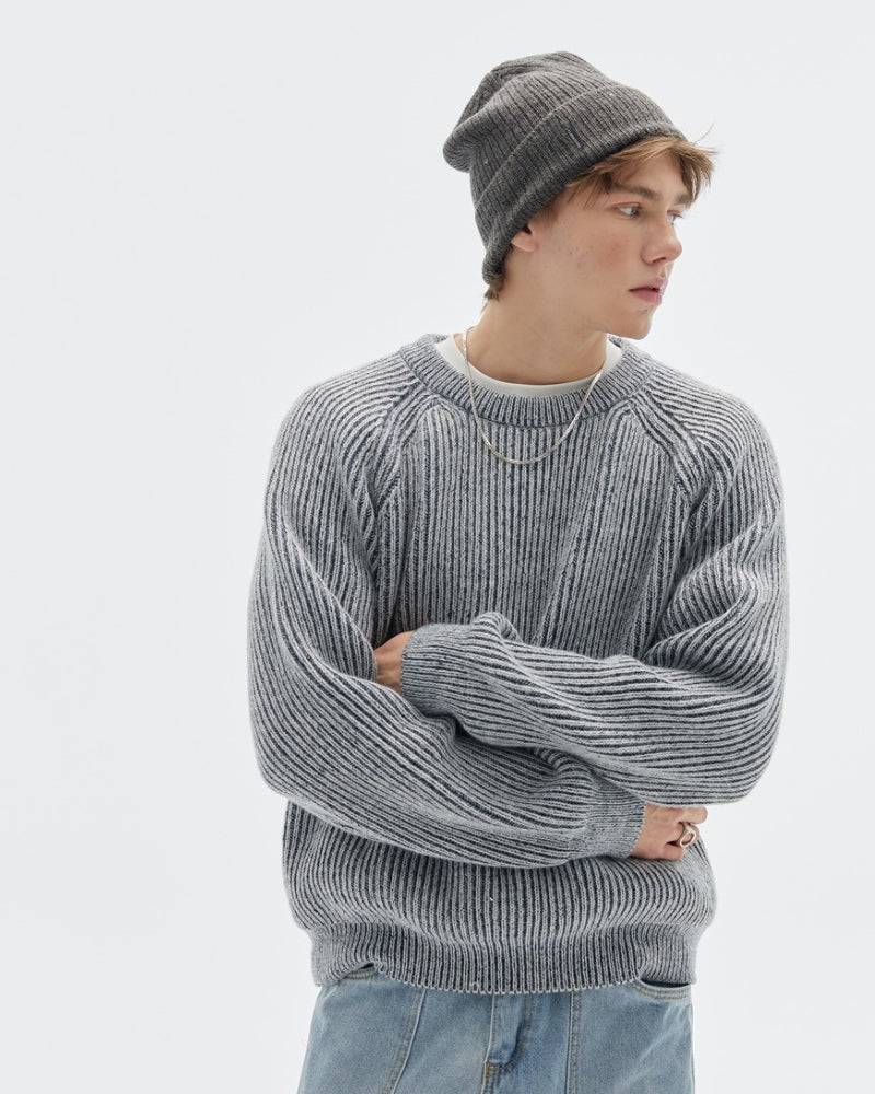 Gerippter Strickpullover Herren – Crewneck Belange Knit Pullover