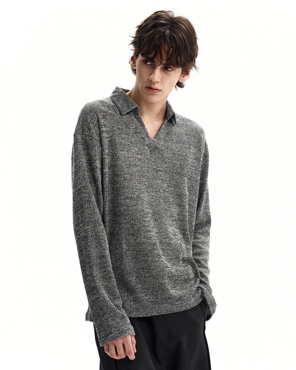 Polo Strickpullover Herren – Wollmix Pullover mit offenem Kragen