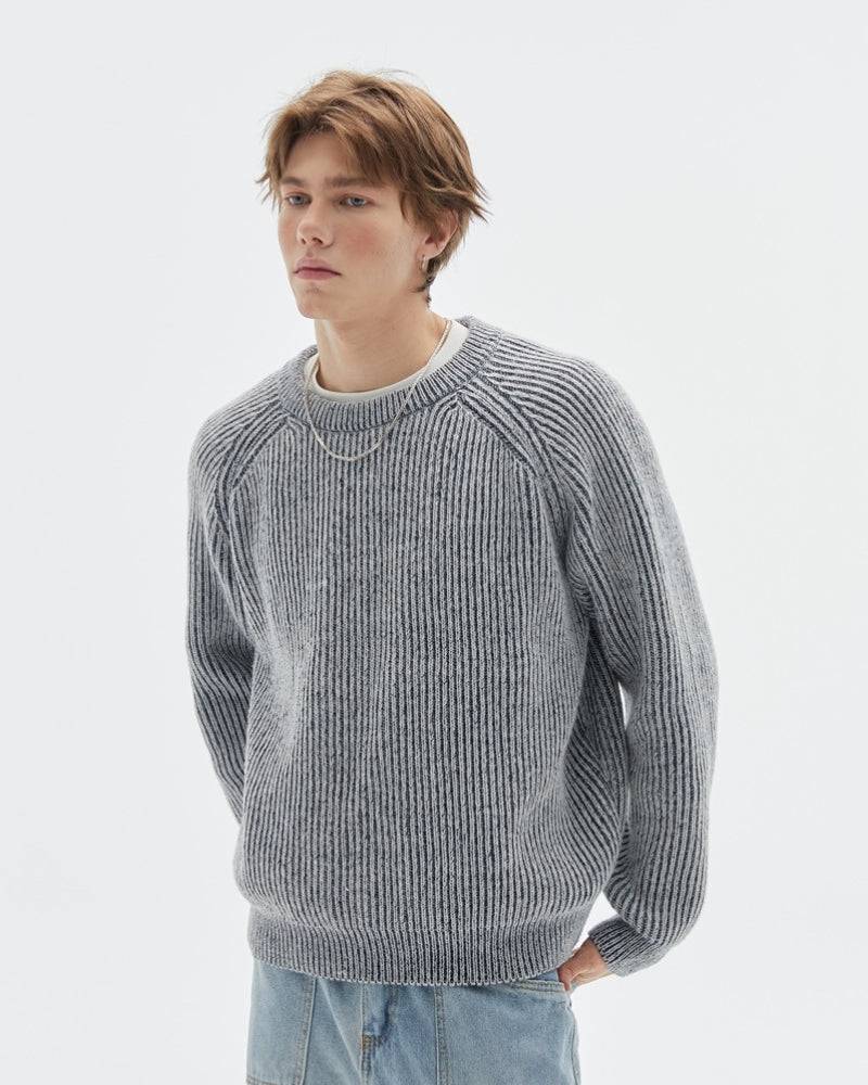 Gerippter Strickpullover Herren – Crewneck Belange Knit Pullover
