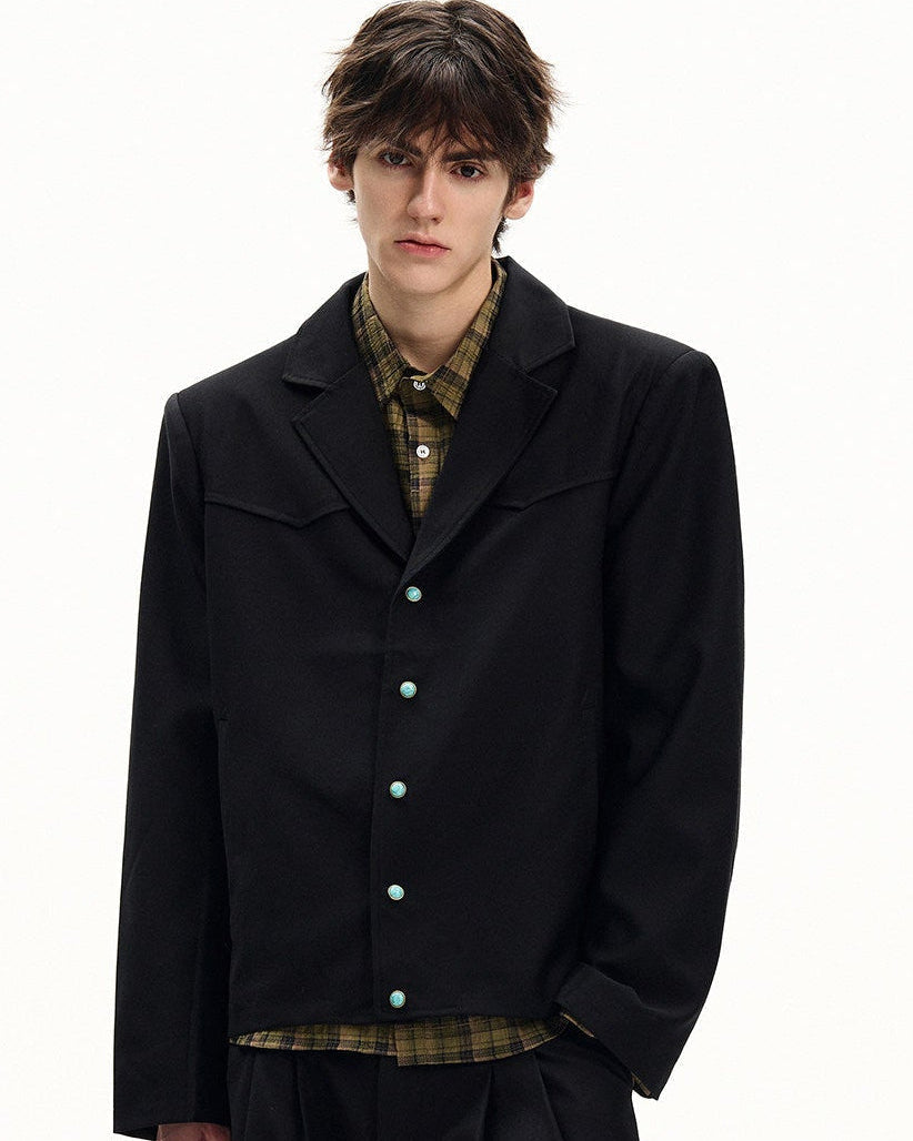 Wool Twill Jacke Herren – Strukturierte Casual Jacke mit Knopfleiste