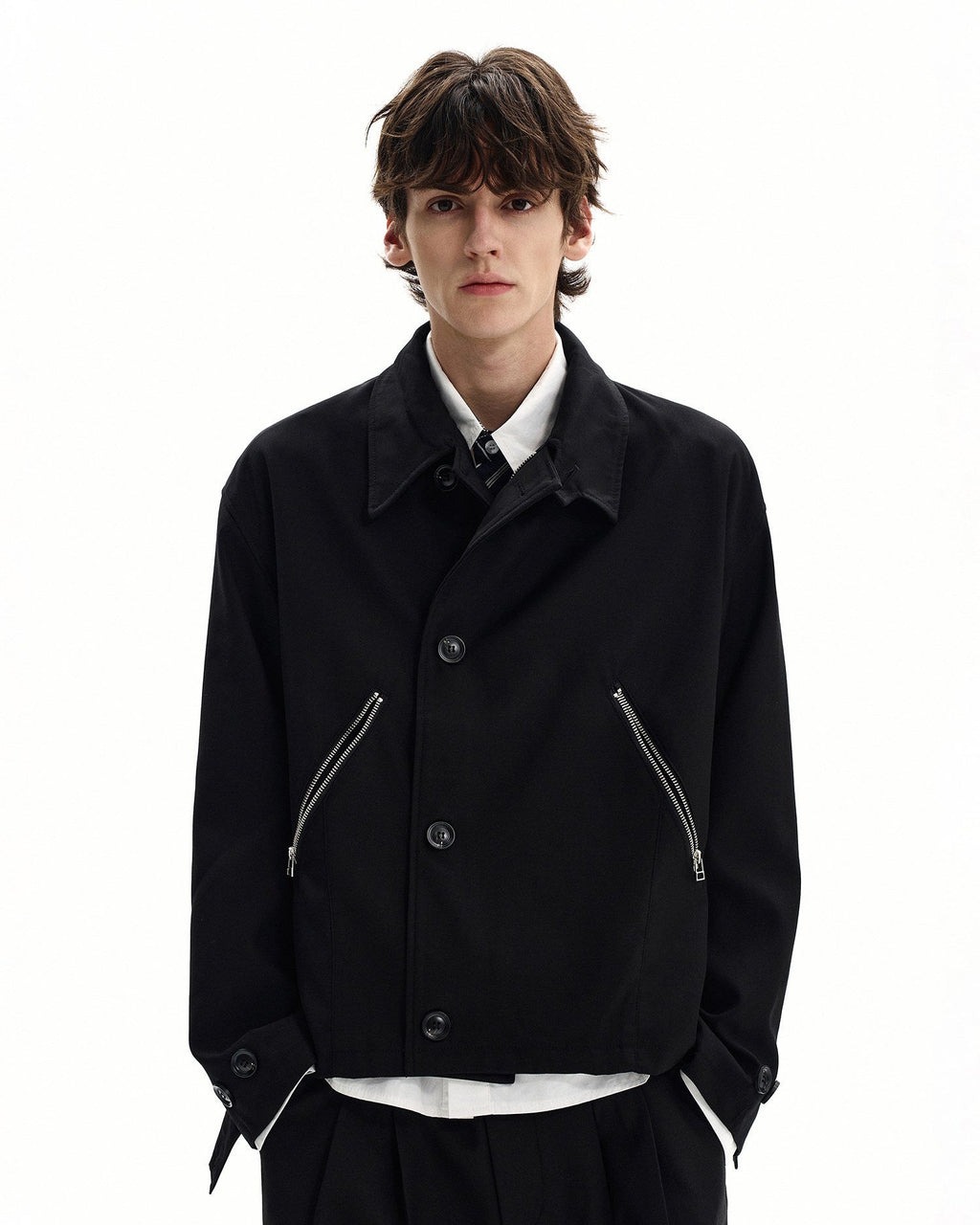 Zip Pocket Jacke Herren – Wollmix Jacke mit Knopfleiste und Taschen