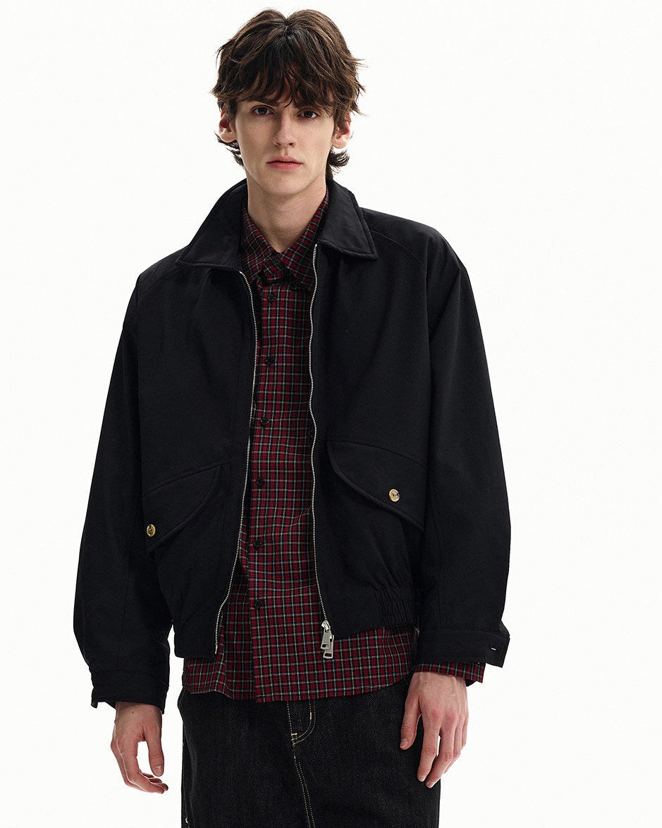Zip Front Übergangsjacke Herren – Minimalistische Jacke mit Snap-Taschen