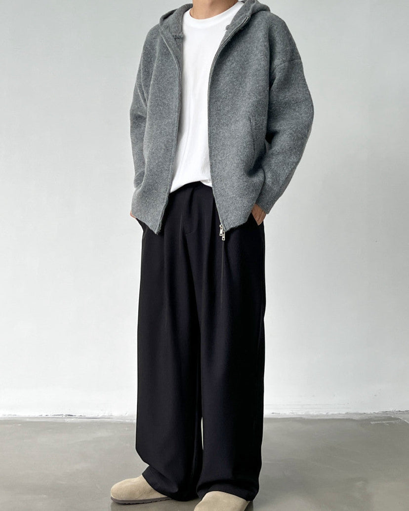 Doppelte Bundfaltenhose Herren – Wide-Leg Tailored Trousers