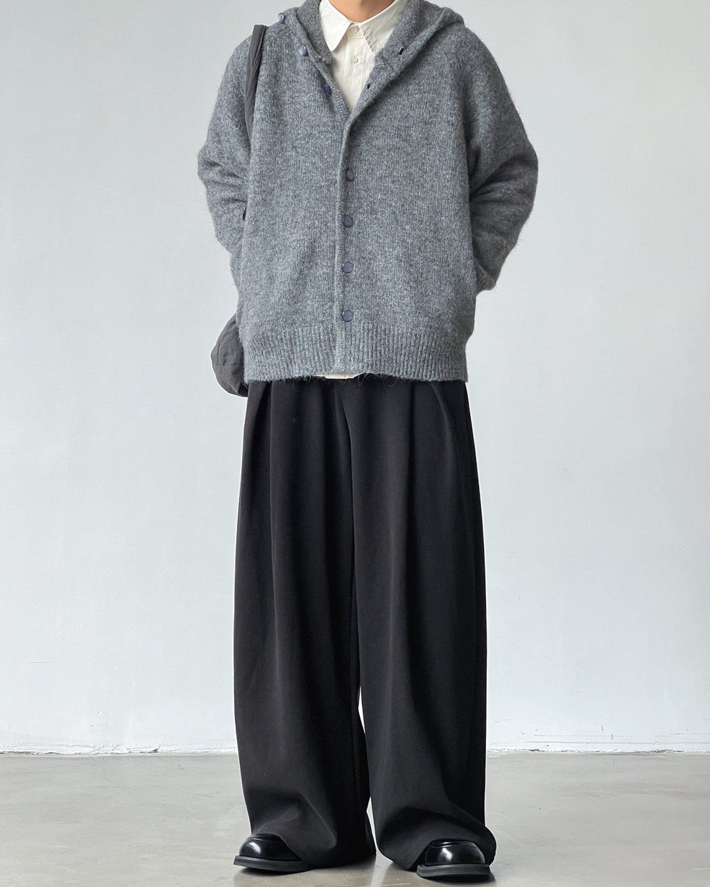 Bundfaltenhose Herren Wide-Leg – Wool Blend Pleated Trousers