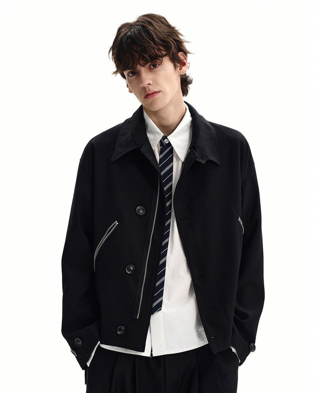 Zip Pocket Jacke Herren – Wollmix Jacke mit Knopfleiste und Taschen