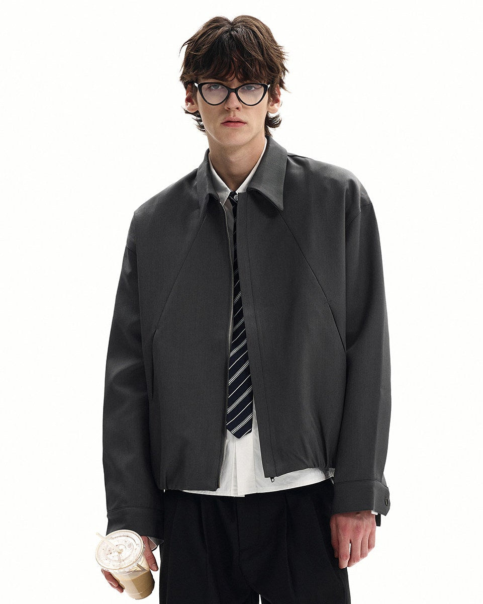 Zip Front Jacke Herren – Wollmix Übergangsjacke minimalistisch