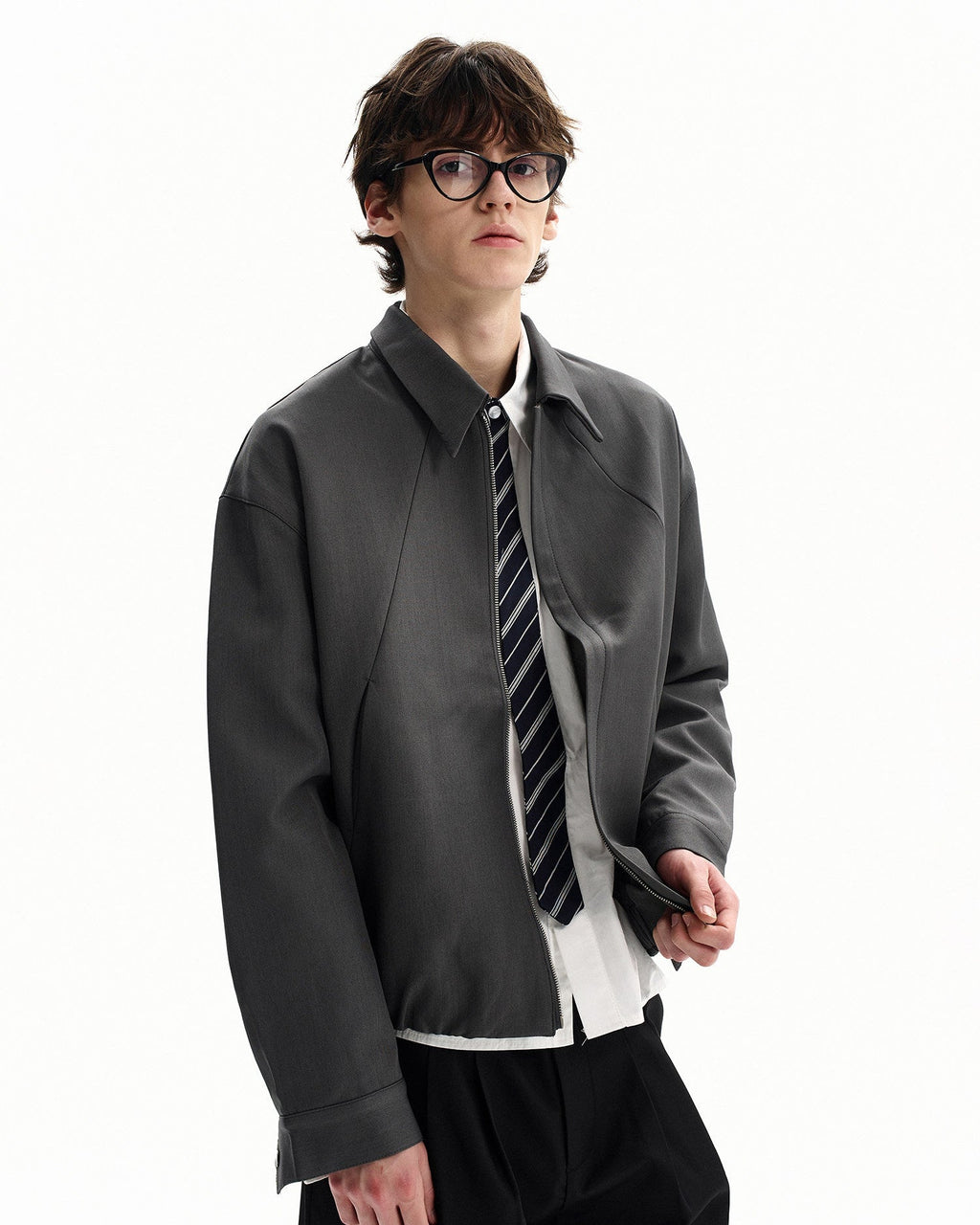 Zip Front Jacke Herren – Wollmix Übergangsjacke minimalistisch