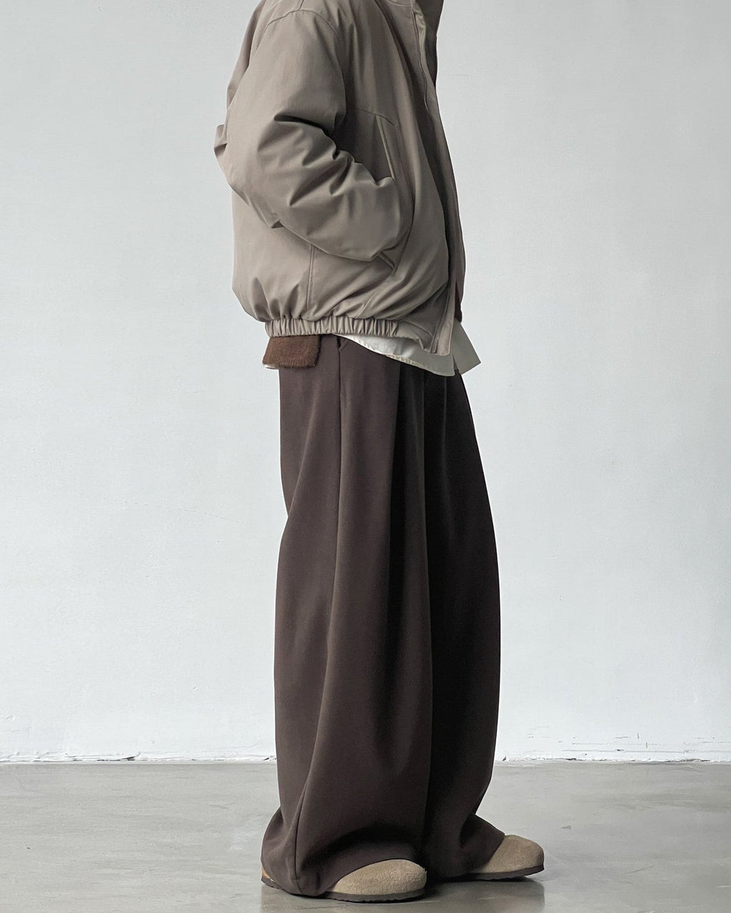Bundfaltenhose Herren Wide-Leg – Wool Blend Pleated Trousers