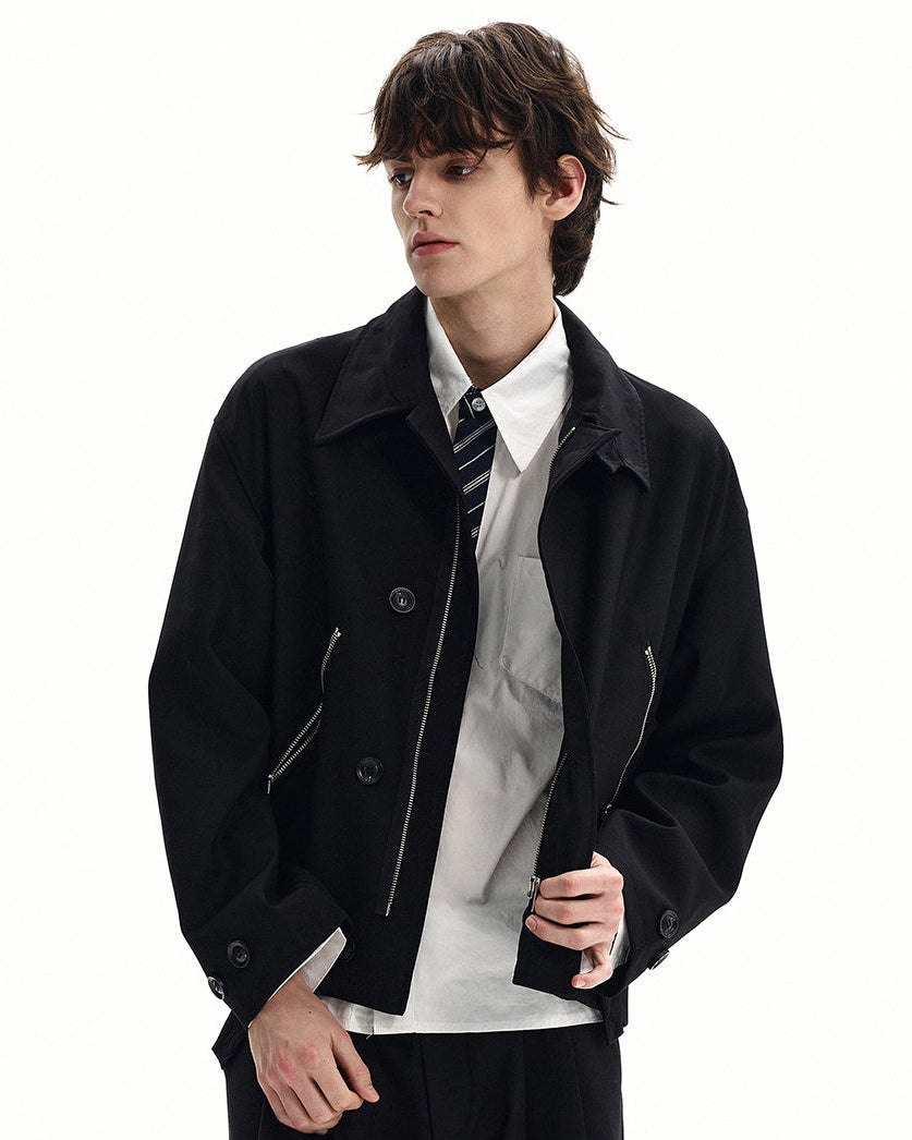 Zip Pocket Jacke Herren – Wollmix Jacke mit Knopfleiste und Taschen