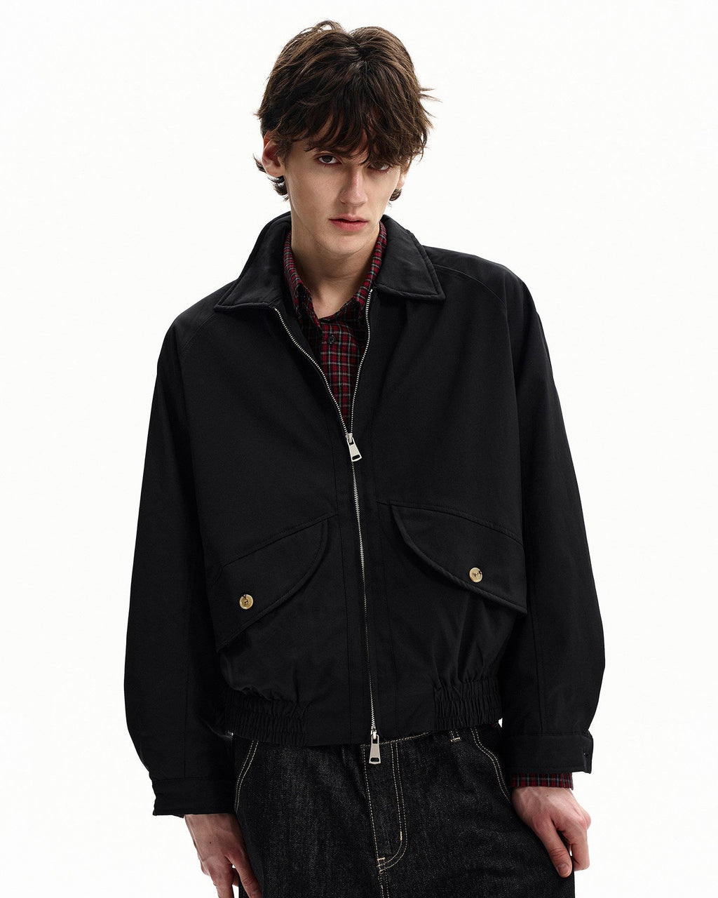 Zip Front Übergangsjacke Herren – Minimalistische Jacke mit Snap-Taschen