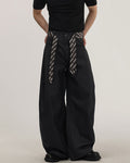 Wide-Leg Hose Herren mit Bindegürtel – Tailored Woven Tie Trousers