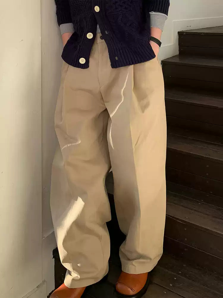 High-Rise Hose Herren mit Bundfalten – Wide-Leg Pleated Tailored Trousers