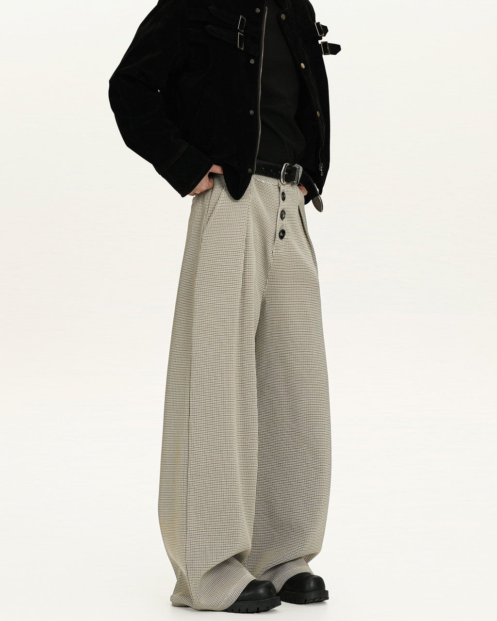 Karierte Wollhose Herren Wide-Leg – Premium Tailored Karohose