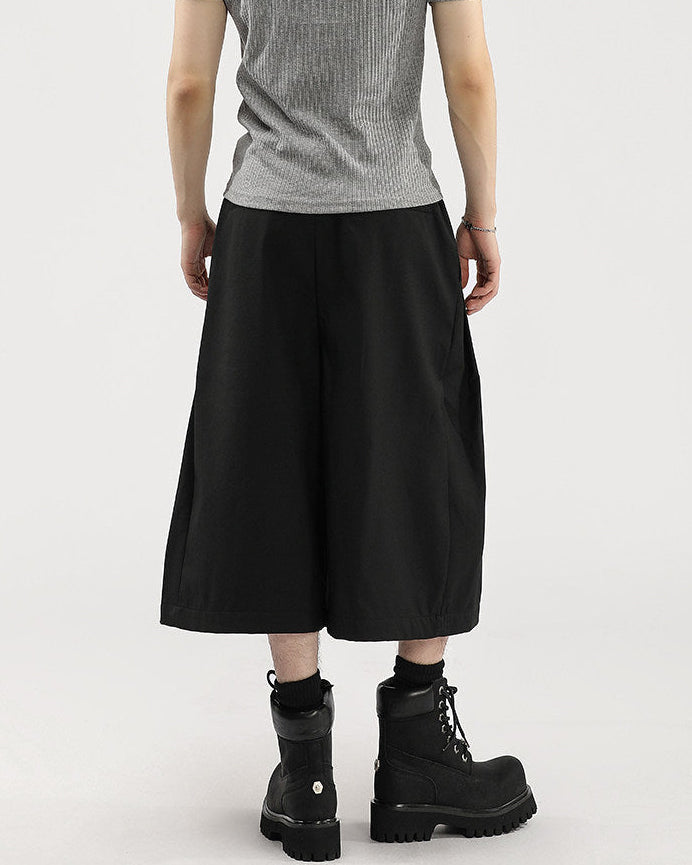 Cropped Hose Herren mit Bundfalten – Wide-Leg Capri Pleated Trousers
