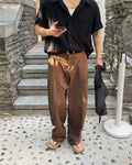 High-Rise Hose Herren mit Bundfalten – Wide-Leg Pleated Tailored Trousers