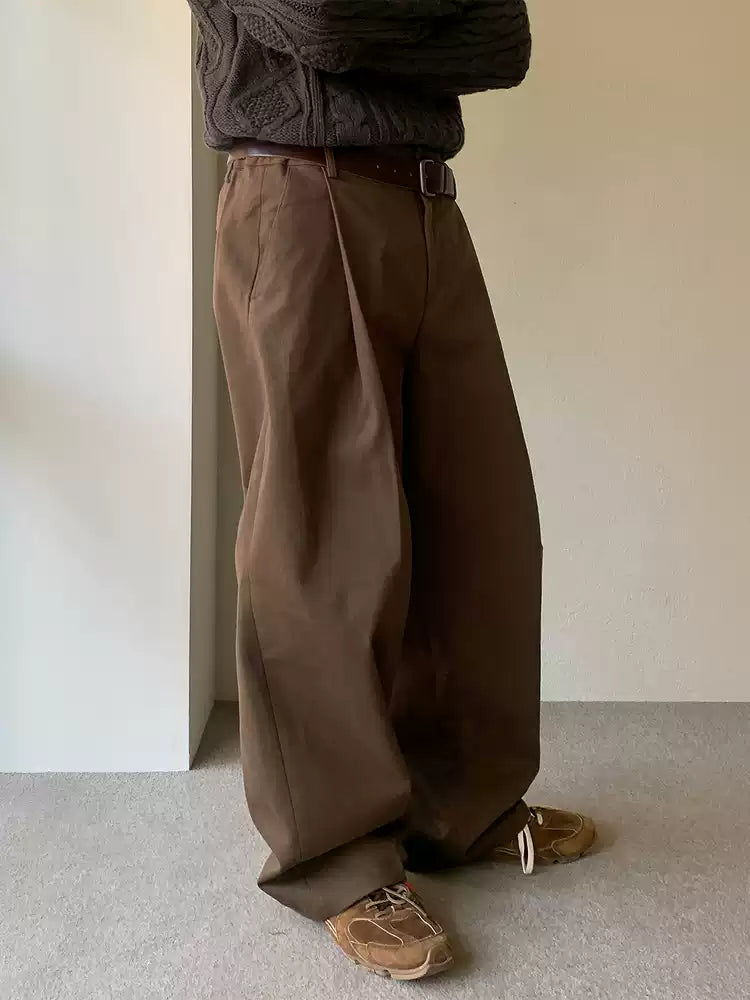 High-Rise Hose Herren mit Bundfalten – Wide-Leg Pleated Tailored Trousers