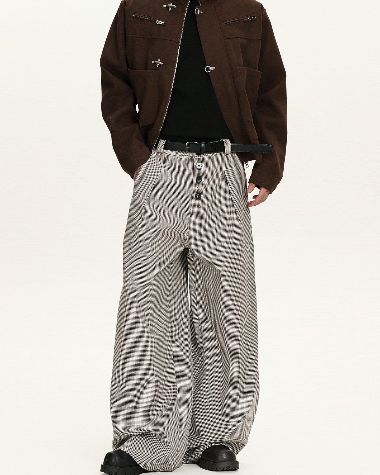 Karierte Wollhose Herren Wide-Leg – Premium Tailored Karohose