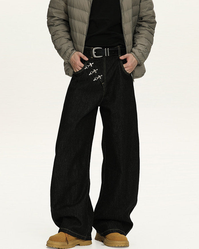 Wide-Leg Stretch Jeans Herren in Schwarz – Tailored Denim