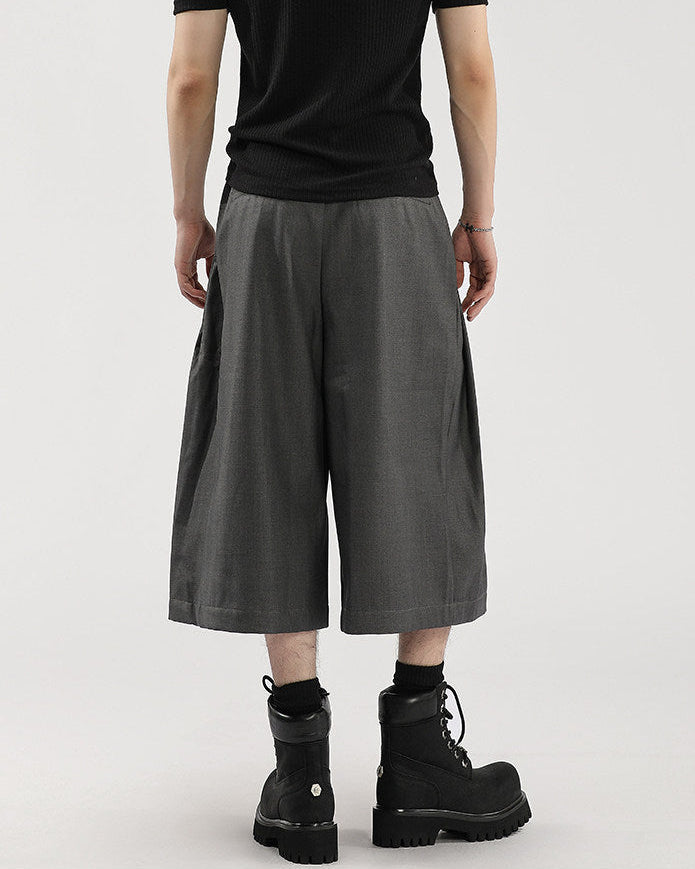 Cropped Hose Herren mit Bundfalten – Wide-Leg Capri Pleated Trousers