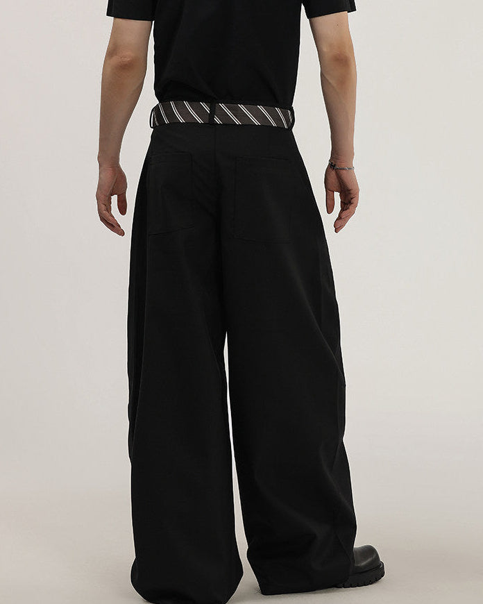 Wide-Leg Hose Herren mit Bindegürtel – Tailored Woven Tie Trousers