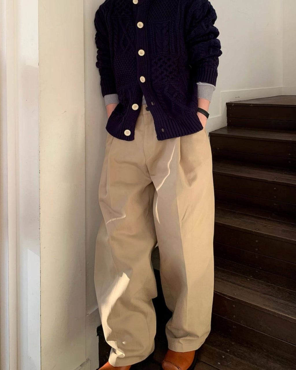 High-Rise Hose Herren mit Bundfalten – Wide-Leg Pleated Tailored Trousers