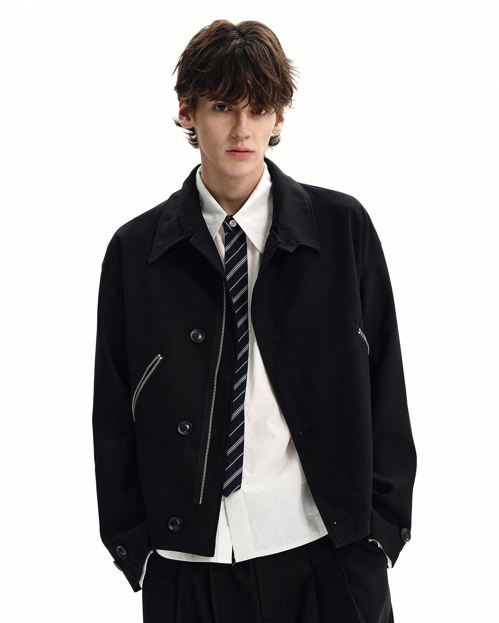Zip Pocket Jacke Herren – Wollmix Jacke mit Knopfleiste und Taschen
