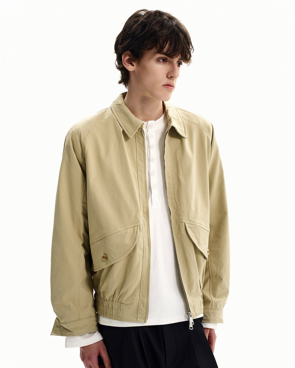 Zip Front Übergangsjacke Herren – Minimalistische Jacke mit Snap-Taschen