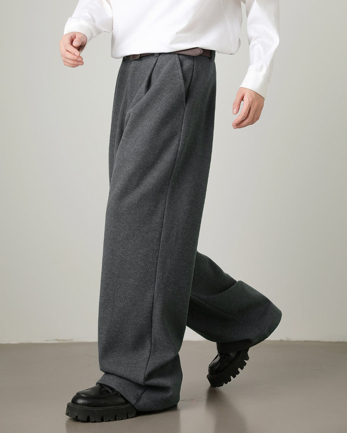 Wide-Leg Hose Herren mit Tunnelzug – Wollmix Relaxed Fit