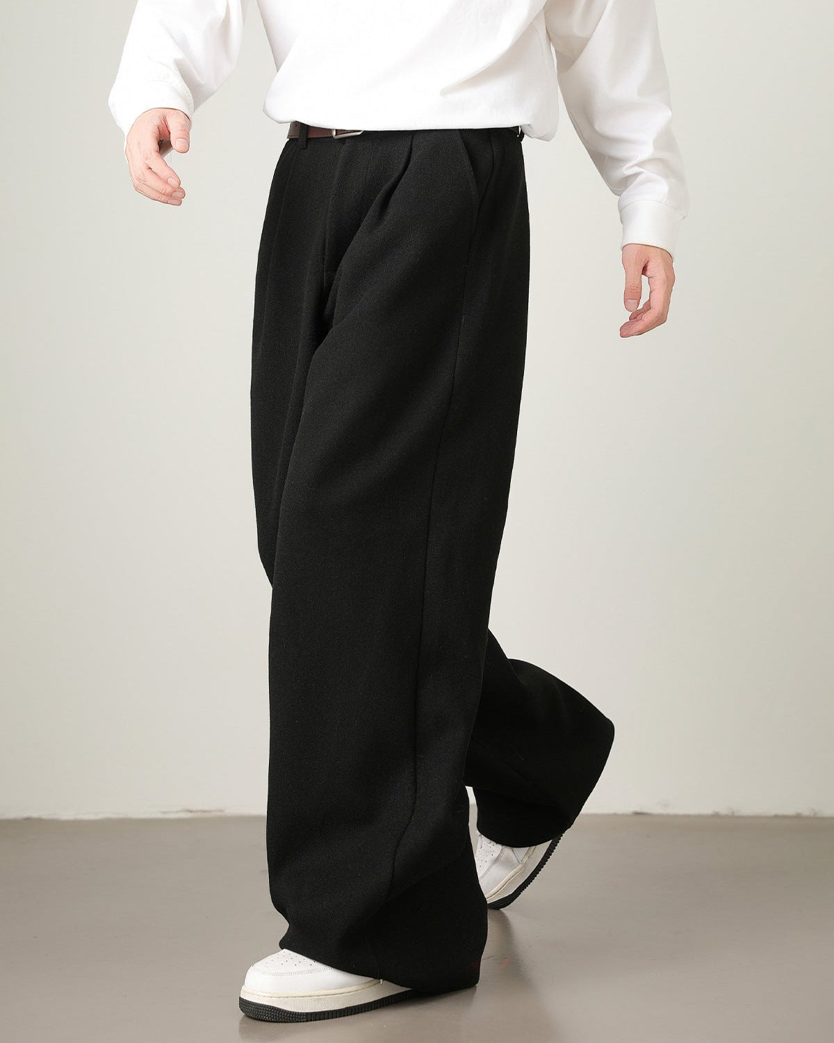 Wide-Leg Hose Herren mit Tunnelzug – Wollmix Relaxed Fit