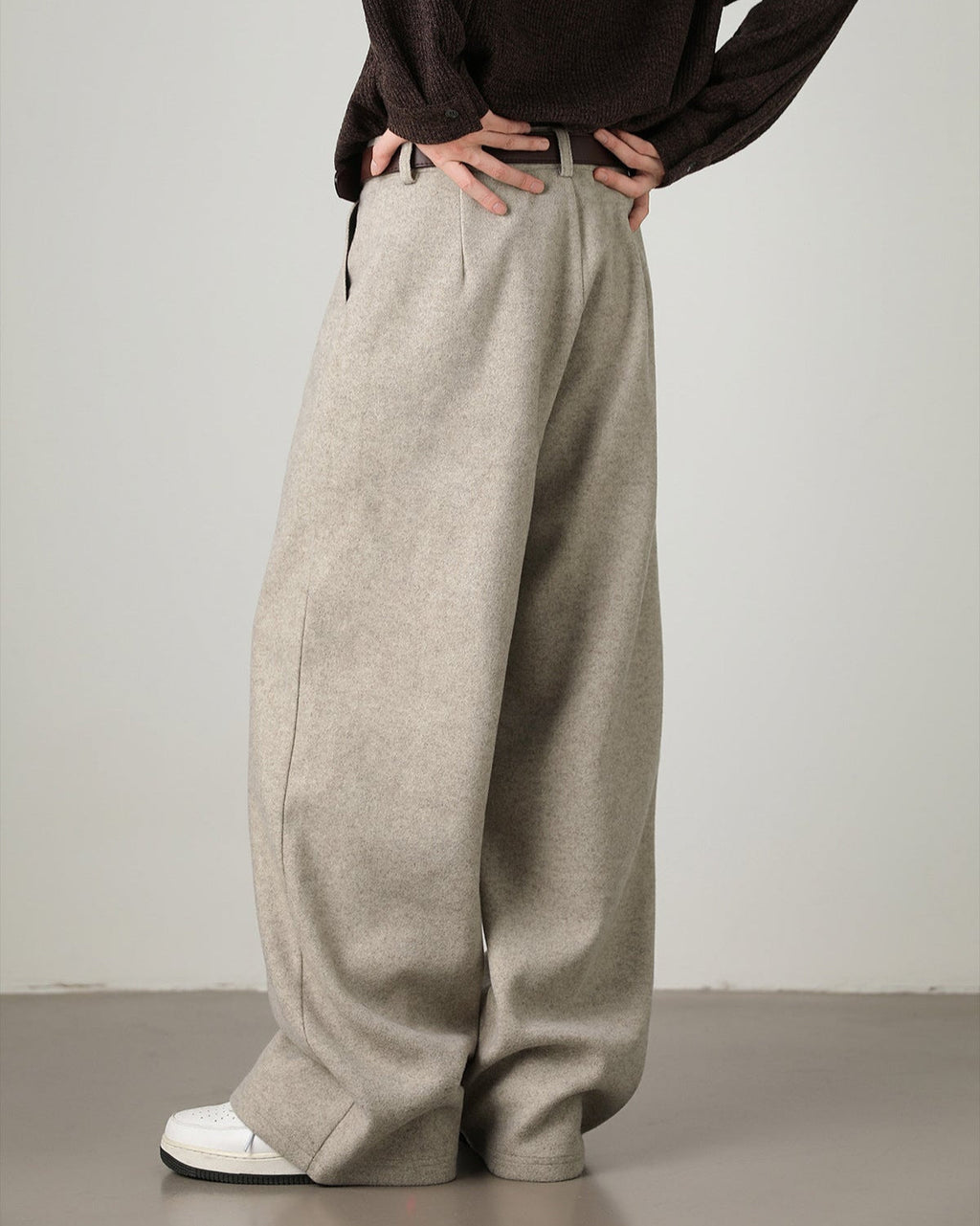 Wide-Leg Hose Herren mit Tunnelzug – Wollmix Relaxed Fit