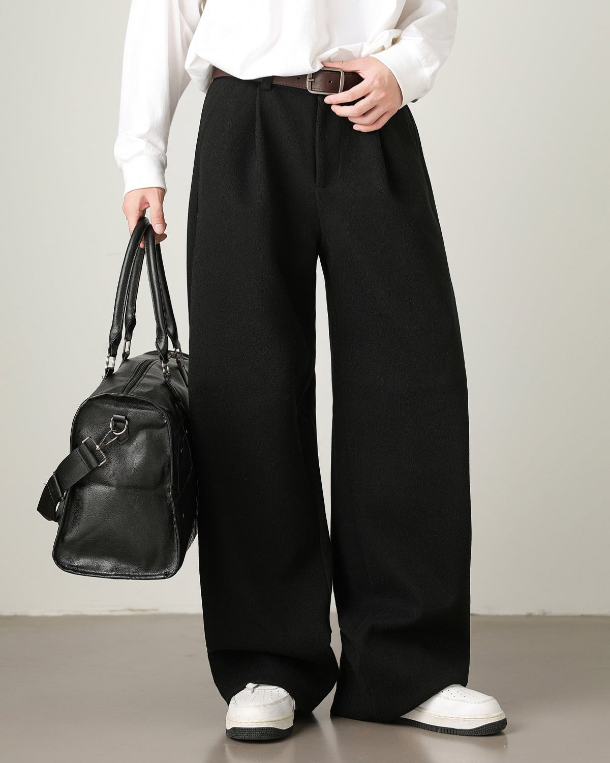 Wide-Leg Hose Herren mit Tunnelzug – Wollmix Relaxed Fit