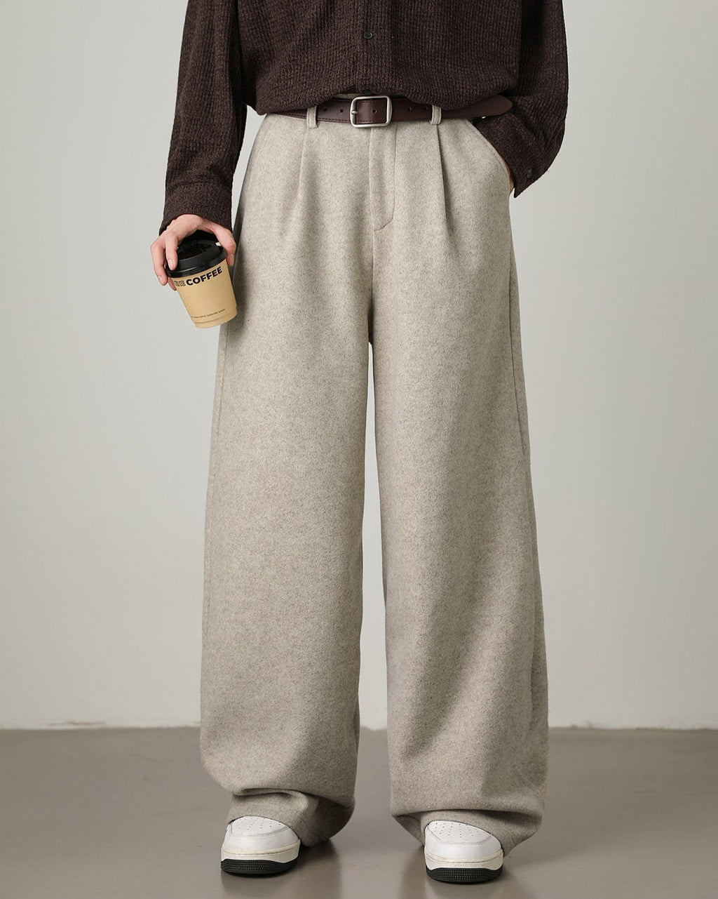 Wide-Leg Hose Herren mit Tunnelzug – Wollmix Relaxed Fit