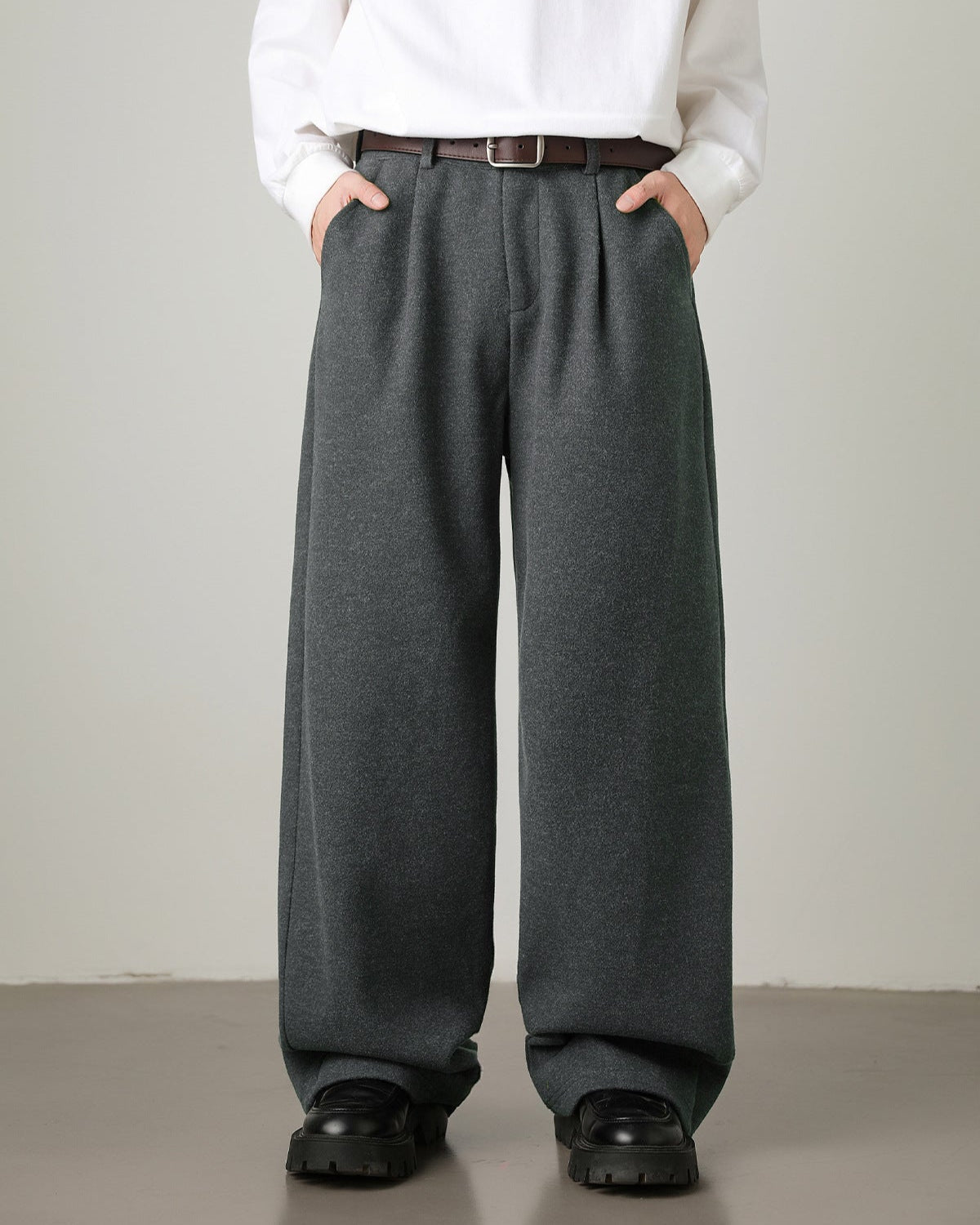 Wide-Leg Hose Herren mit Tunnelzug – Wollmix Relaxed Fit