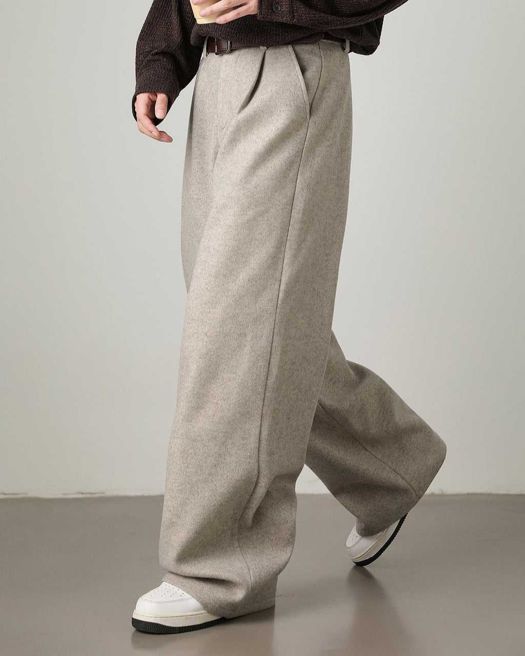 Wide-Leg Hose Herren mit Tunnelzug – Wollmix Relaxed Fit