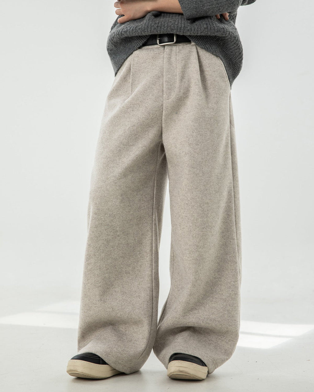 Wide-Leg Hose Herren mit Tunnelzug – Wollmix Relaxed Fit
