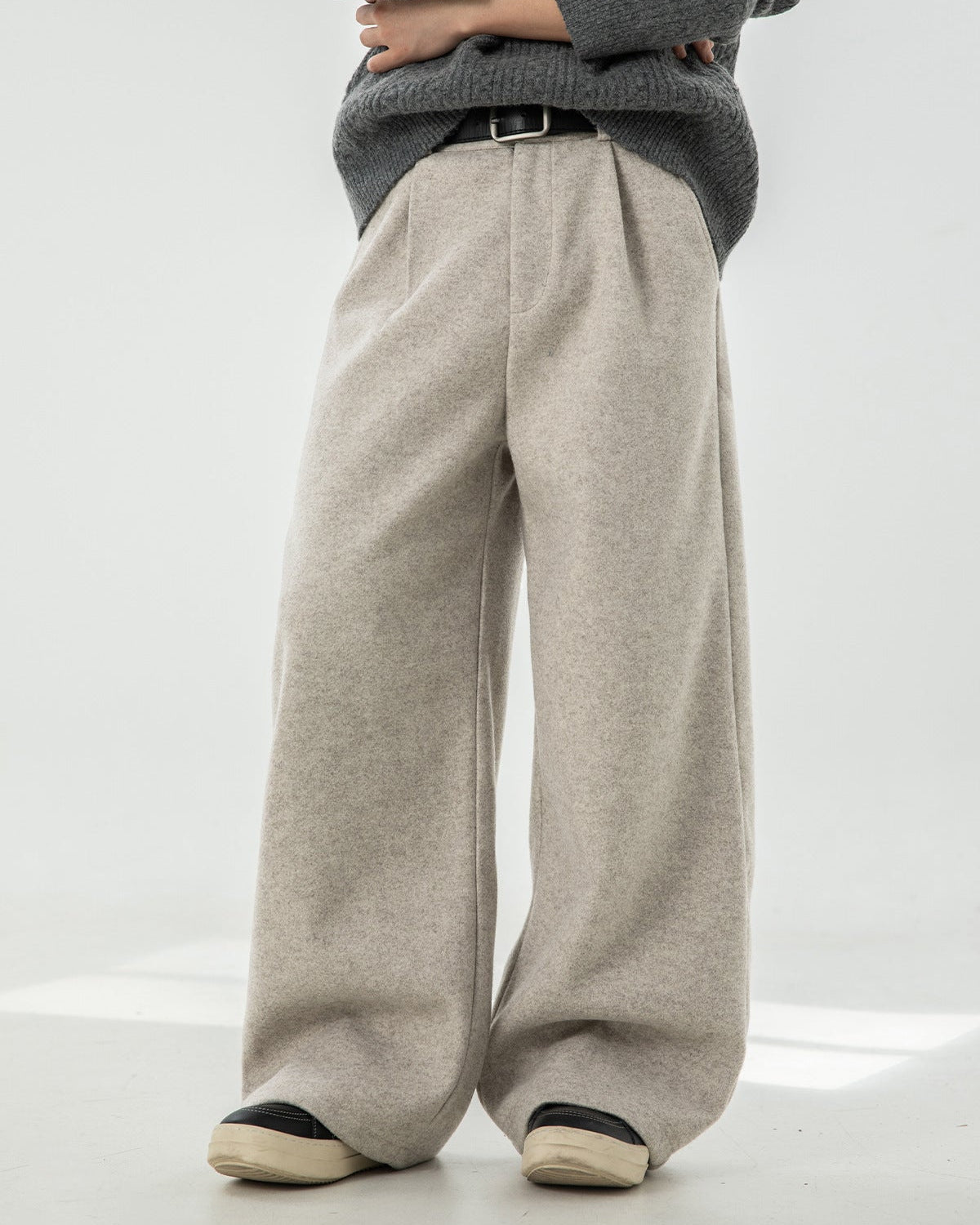 Wide-Leg Hose Herren mit Tunnelzug – Wollmix Relaxed Fit