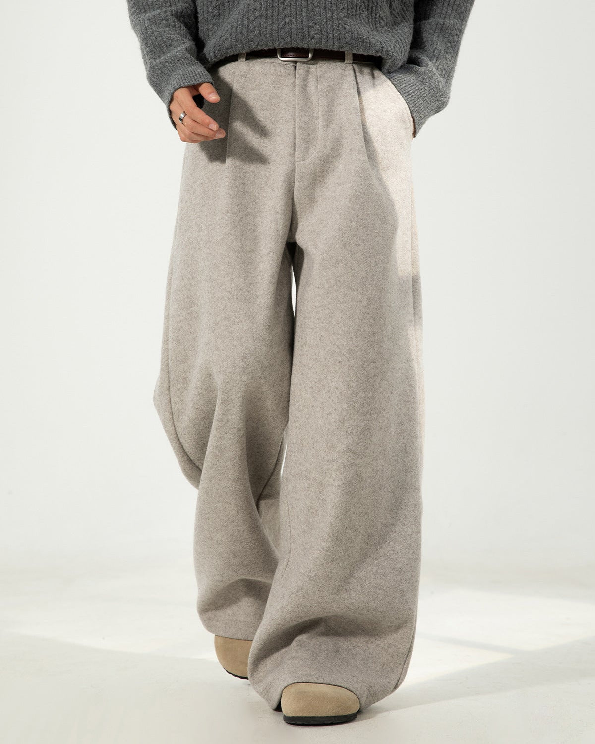 Wide-Leg Hose Herren mit Tunnelzug – Wollmix Relaxed Fit