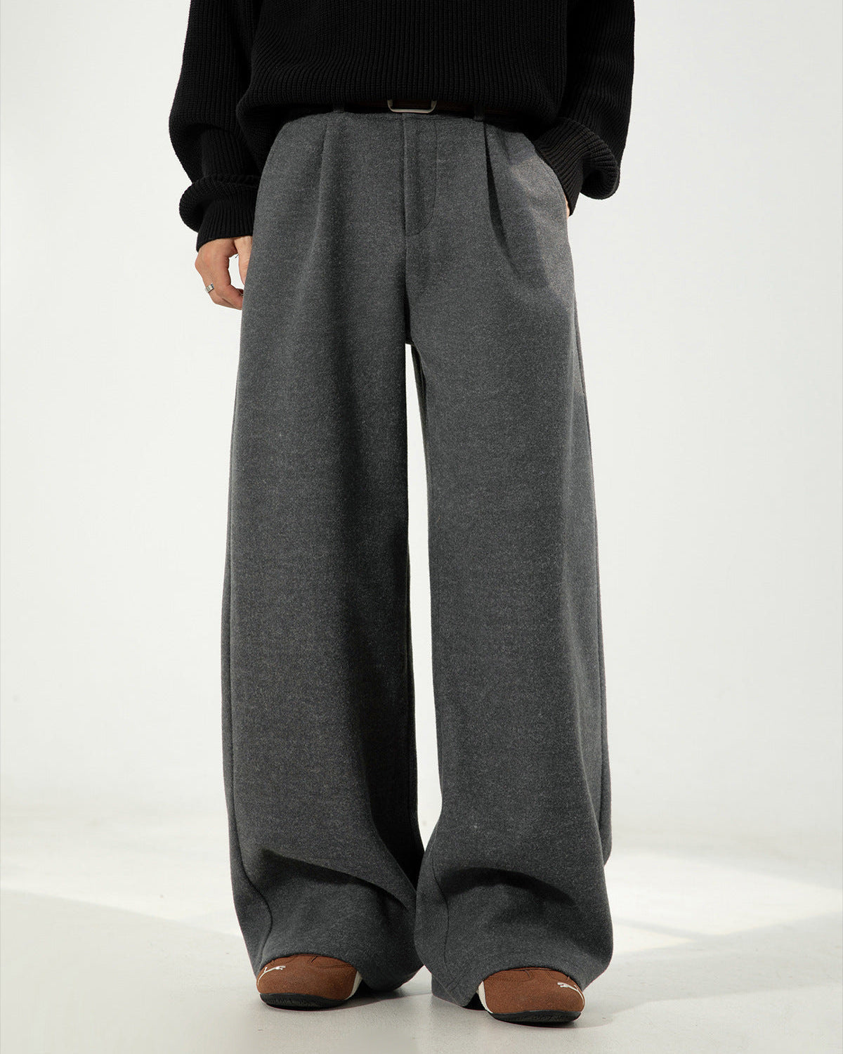 Wide-Leg Hose Herren mit Tunnelzug – Wollmix Relaxed Fit