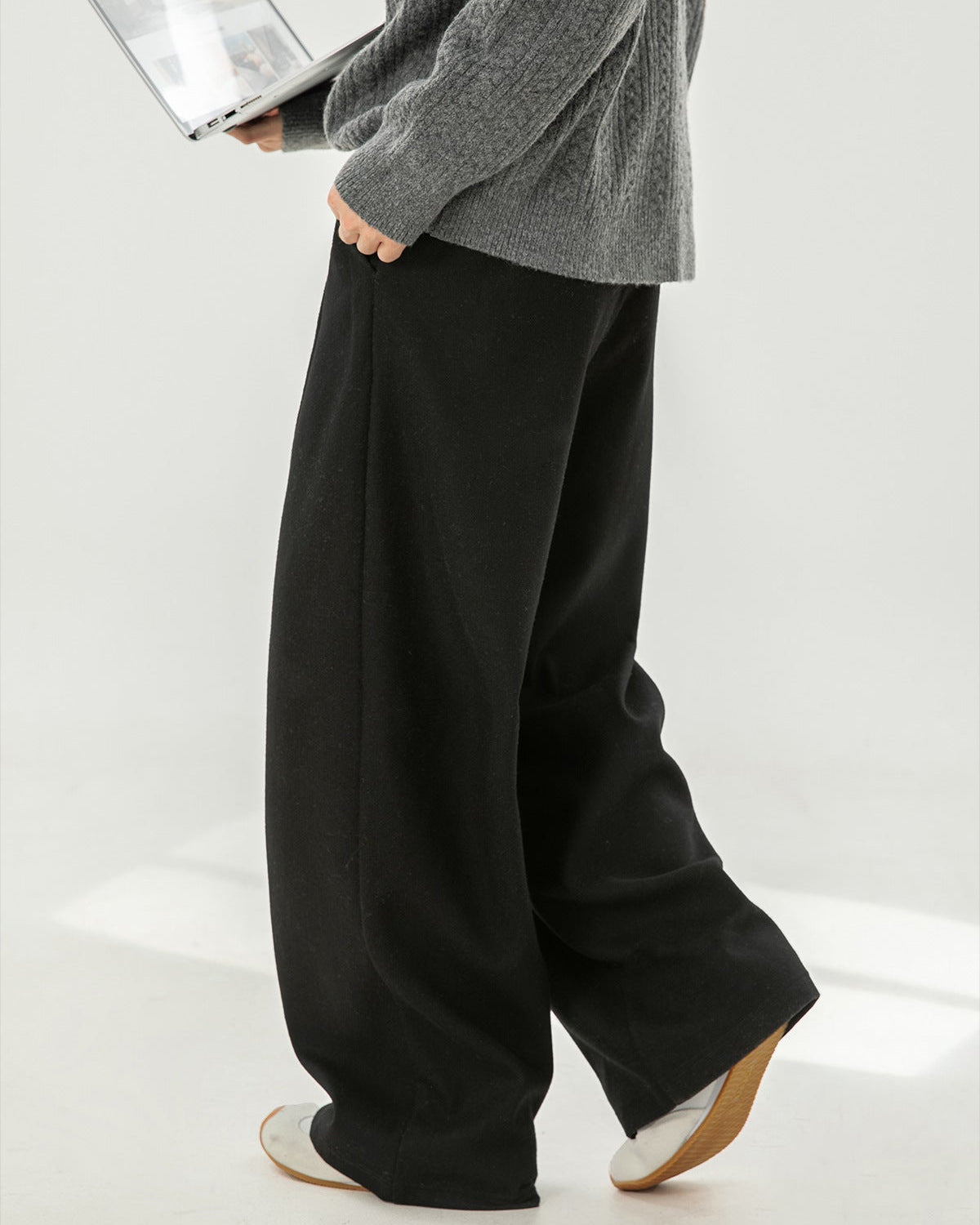 Wide-Leg Hose Herren mit Tunnelzug – Wollmix Relaxed Fit