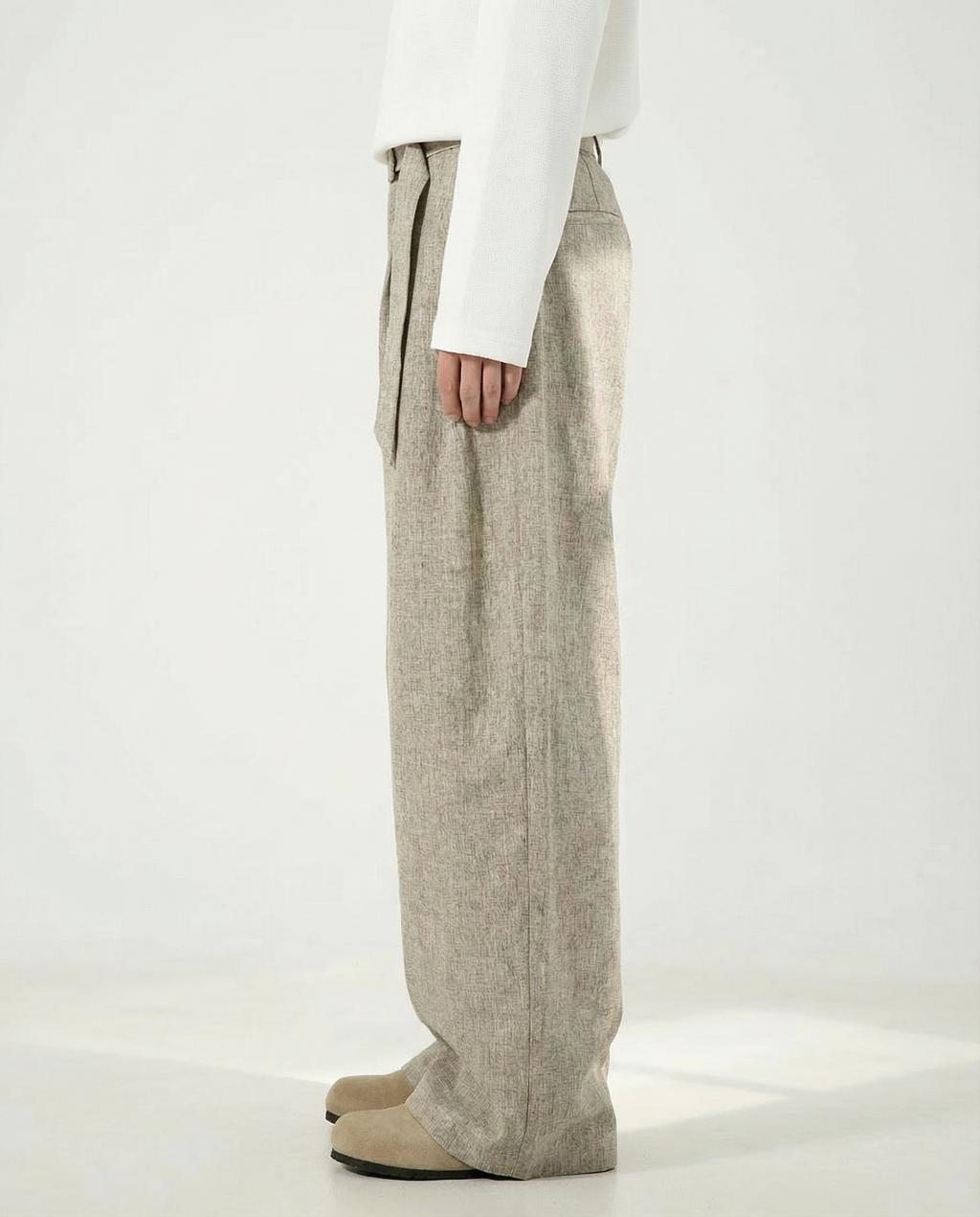 Wide-Leg Wollhose Herren mit Gürtel – Wollmix Tailored Trousers