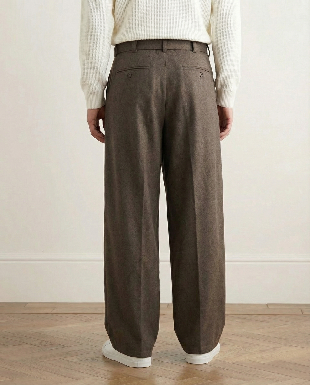 Wide-Leg Wollhose Herren mit Gürtel – Wollmix Tailored Trousers