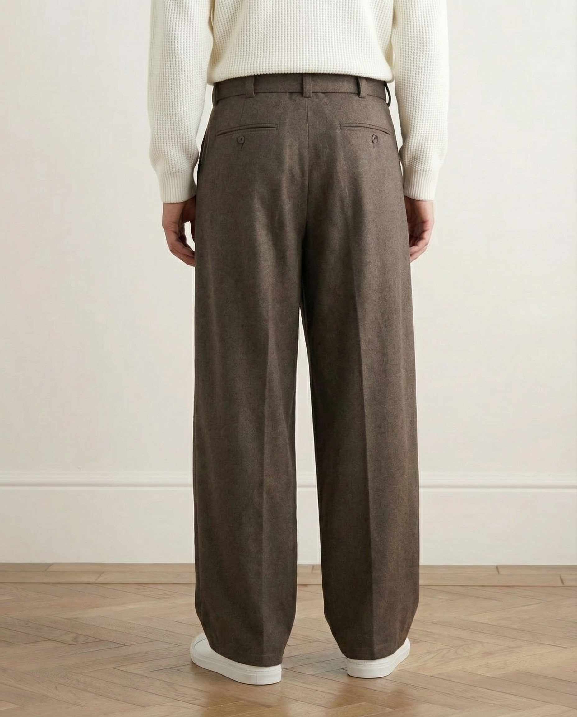 Wide-Leg Wollhose Herren mit Gürtel – Wollmix Tailored Trousers